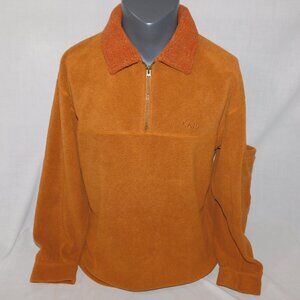 VTG KAID sportwears Mens M Brown 1/4 Zip Fleece Pullover with Sherpa Collar